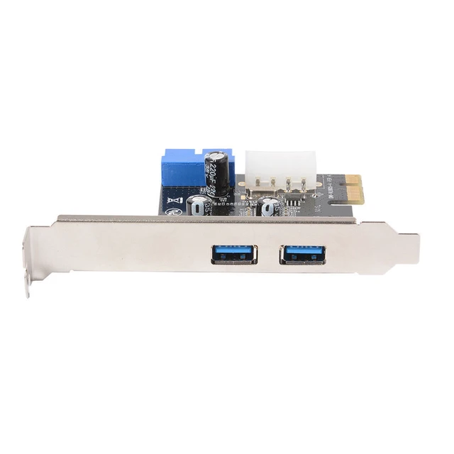 Alt view image 4 of 4 - New USB 3.0 PCI-E Expansion Card Adapter External 2 Port USB3.0 Hub Internal 19pin Header PCI-E Card 4pin IDE Power Connector