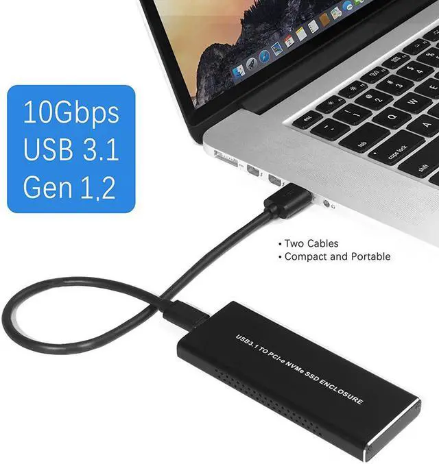 Main image of USB 3.1 Type  C ( 10Gbps ) or USB 3.0 A ( 5Gbps ) Black Aluminium External  Converter for  M.2 PCIe NVMe SSD with 5 Pin M Key  & 2280 Module Type