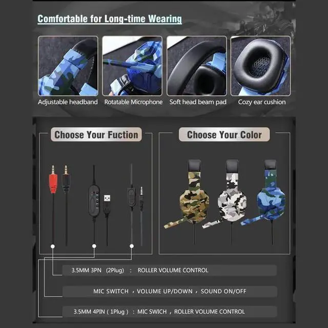 Alt view image 2 of 5 - Lightweight Sound Effect Gaming Headphone Headset Audio Auriculares With Mic For PS4 PC Gamer Supper Bass