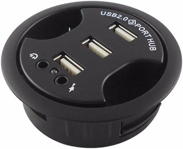 Alt view image 4 of 5 - In Desk 3-Port USB 2.0 HUB Adapter and External StereoSound Adapter Combo Plug and play supports hotswapping/plugging. 66#