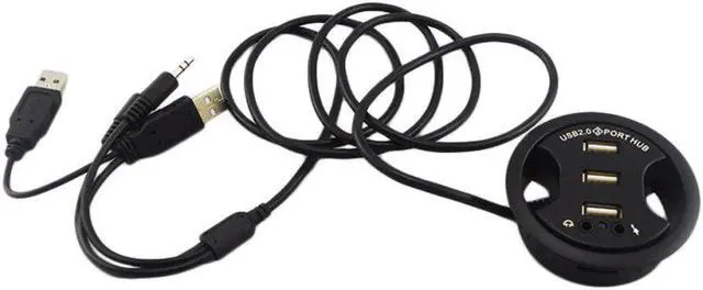 Alt view image 5 of 5 - In Desk 3-Port USB 2.0 HUB Adapter and External StereoSound Adapter Combo Plug and play supports hotswapping/plugging. 66#