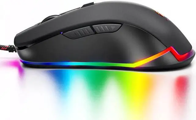 Alt view image 5 of 5 - Adjustable V6 Wired RGB LED Backlit 4000DPI Optical USB Ergonomic Gaming Mouse Gamers PC Laptop New Mice Mouse