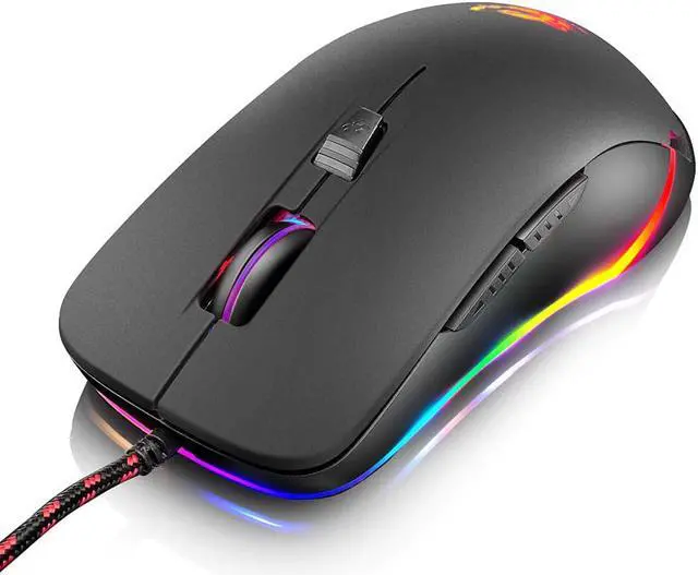 Alt view image 4 of 5 - Adjustable V6 Wired RGB LED Backlit 4000DPI Optical USB Ergonomic Gaming Mouse Gamers PC Laptop New Mice Mouse