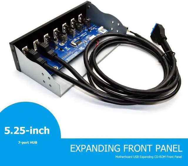 Alt view image 2 of 5 - 3.0 Front Panel 5.25 inch 19 Pin To 2  3.0+4  2.0+BC1.2 Optical Drive Fast Quick Changer Connector for PC Desktop