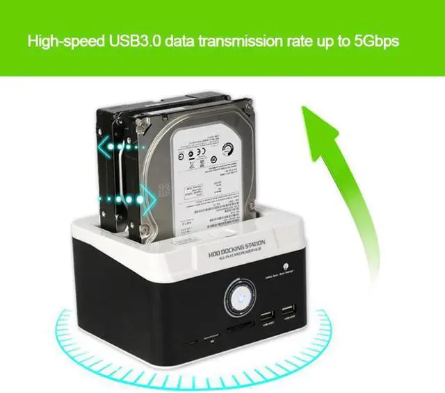 Alt view image 4 of 6 - Hard Disk HDD Docking Multi-functional External USB3.0 Hard Drive Dock Base 2.5 inch 3.5inch SATA IDE Hard Disk HDD Docking