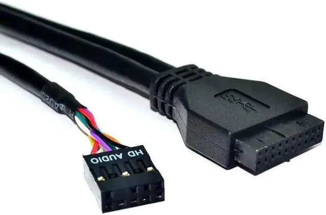 Alt view image 4 of 6 - 3.5" Floppy Bay 19Pin to USB 3.0 Hub HD Audio Earphone Mic Connector 2Port USB3.0 PC Front Panel Bracket with Cable for Computer