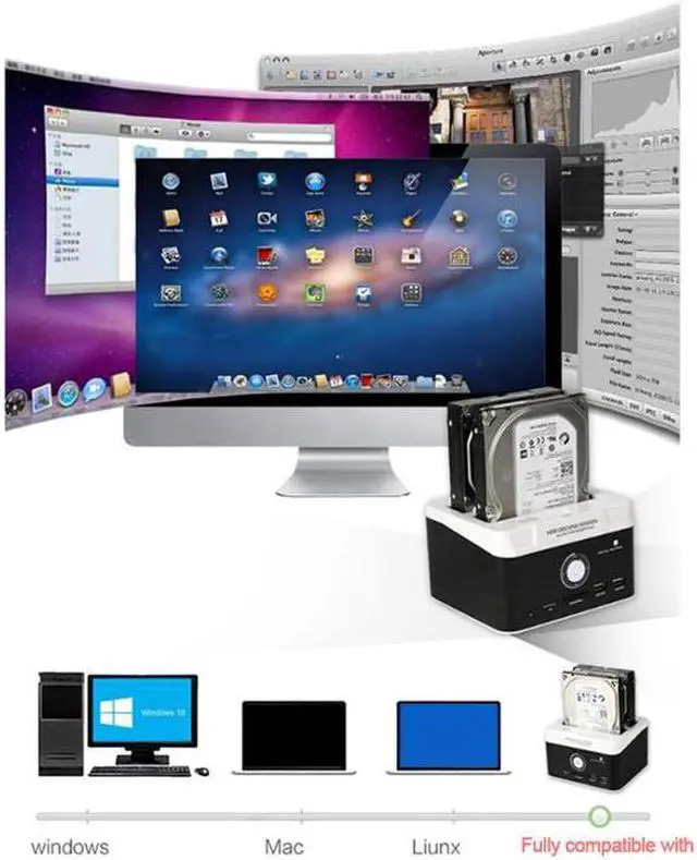 Alt view image 2 of 6 - Hard Disk HDD Docking Multi-functional External USB3.0 Hard Drive Dock Base 2.5 inch 3.5inch SATA IDE Hard Disk HDD Docking