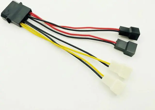 Alt view image 2 of 6 - 5PCS Computer Fan Power Cable 4Pin Molex to Four 3Pin Power Cable Adapter Connector 12v*2 or 5v*2 for CPU PC Case Fan Cables