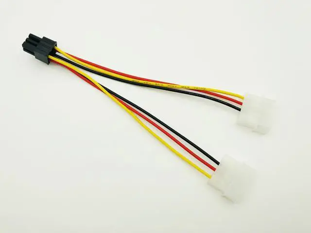 Alt view image 3 of 5 - 5pcs/lot Dual 4 Pin to 6 Pin Molex PCI-E External Graphics Card Power Cable Converter Adapter High Quality for BTC Miner Mining