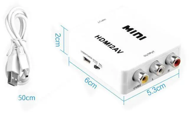 Alt view image 4 of 6 - HDMI TO AV Scaler Adapter HD Video Converter Box HDMI to RCA AV/CVSB L/R Video 1080P HDMI2AV Support NTSC PAL Wholesale