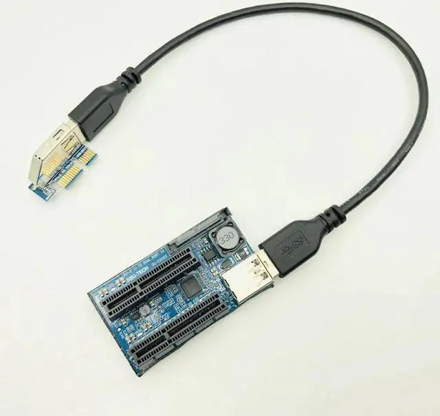 Alt view image 6 of 6 - Add On Card PCIE Riser Card Adapter PCI Express USB 3.0 Raiser Riser PCI-E Extender PCIE X1 to Dual Port PCI E X4 Expansion Card
