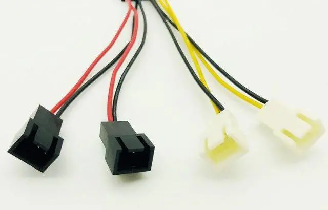 Alt view image 4 of 6 - 5PCS Computer Fan Power Cable 4Pin Molex to Four 3Pin Power Cable Adapter Connector 12v*2 or 5v*2 for CPU PC Case Fan Cables