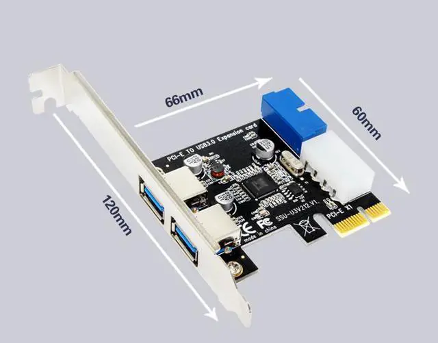 Alt view image 6 of 6 - External 2Port USB3.0 + Internal 19pin Header PCIe Card 4pin IDE Power Connector