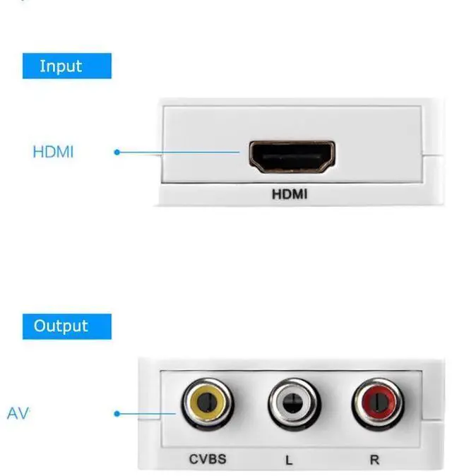 Alt view image 2 of 6 - HDMI TO AV Scaler Adapter HD Video Converter Box HDMI to RCA AV/CVSB L/R Video 1080P HDMI2AV Support NTSC PAL Wholesale