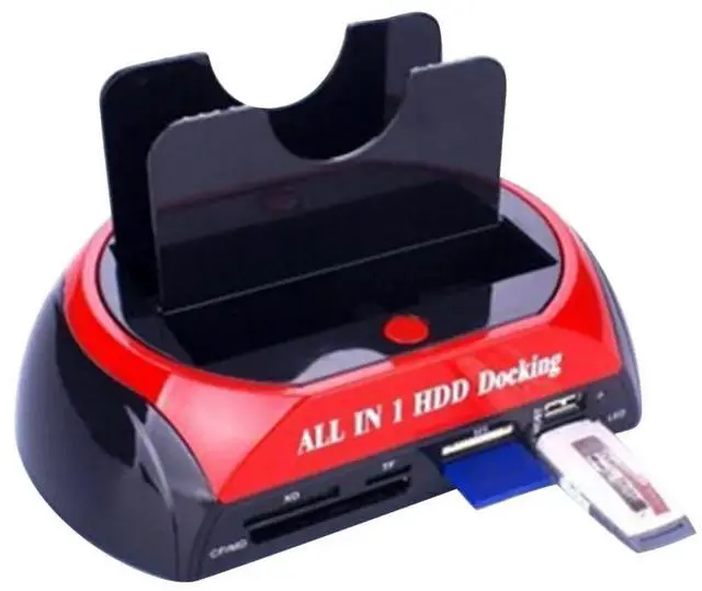 Alt view image 3 of 6 - External Dual Port HDD Docking Station Hub with USB Port Memory Card Slot IDE SATA Data Reader XD/TF/CF/MD/Micro SD Cardreader