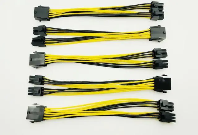 Alt view image 2 of 6 - 5pcs CPU 8Pin to Graphics Card Dual PCI-E PCIe 6Pin Power Supply Splitter Cable Cord Adapter 20cm Cable for Bitcoin Miner Mining