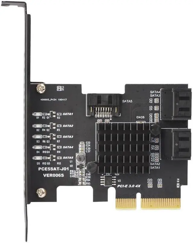 Alt view image 6 of 6 - Add On Cards PCI-E SATA PCI Express SATA 3 Controller PCIE SATA HUB 5 Port SATA3 6Gbps Adapter + Low Profile Bracket for Desktop