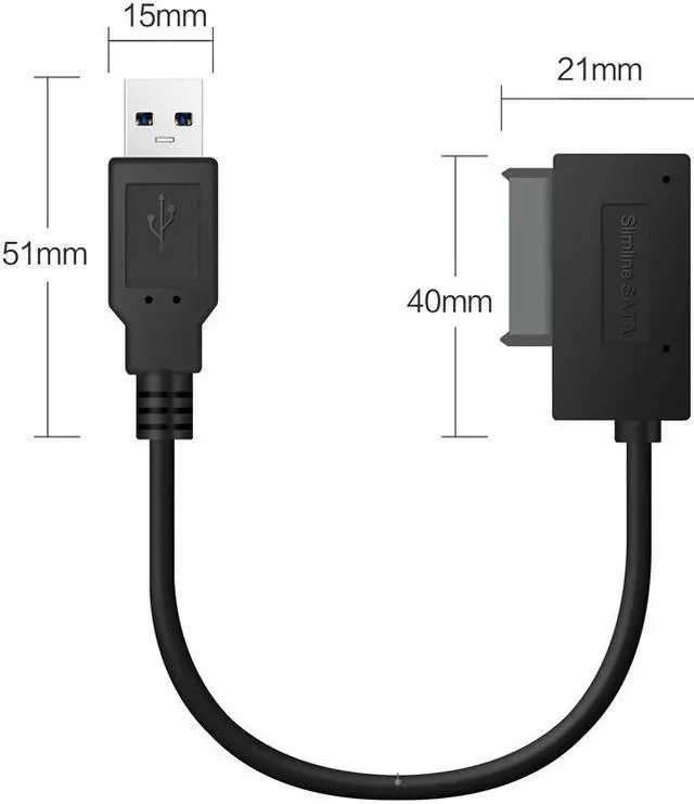 Alt view image 5 of 5 - USB 2.0 to Mini Sata II 7+6 13Pin Adapter Converter Cable for Laptop CD/DVD ROM Slimline Drive