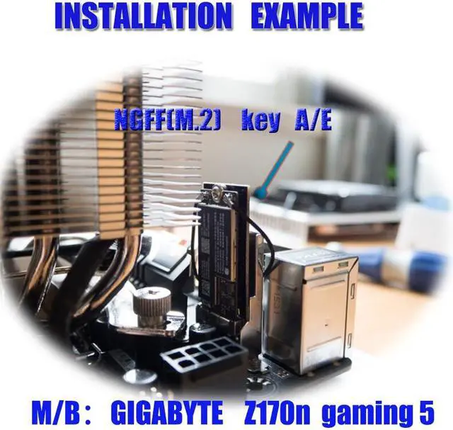 Alt view image 5 of 5 - WiFi Adapter BCM94360CS2 BCM943224PCIEBT2 12+6Pin Wireless Card to NGFF Key A/E M2 WiFi Cards Wi Fi Adapter Network Card For Mac