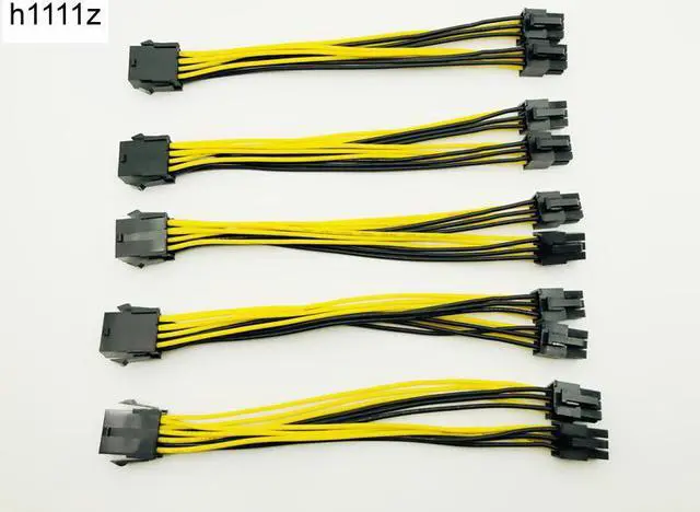 Main image of 5pcs CPU 8Pin to Graphics Card Dual PCI-E PCIe 6Pin Power Supply Splitter Cable Cord Adapter 20cm Cable for Bitcoin Miner Mining