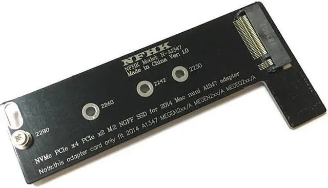 Alt view image 2 of 6 - PCI-E x4 x2 M.2 NGFF M-Key NVME AHCI SSD Converter Card Adapter Raiser for 2014 Macbook Mini A1347 MEGEN2 MEGEM2 MEGEQ2 NVME SSD