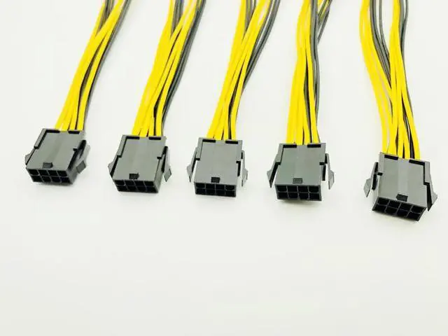 Alt view image 5 of 6 - 5pcs CPU 8Pin to Graphics Card Dual PCI-E PCIe 6Pin Power Supply Splitter Cable Cord Adapter 20cm Cable for Bitcoin Miner Mining