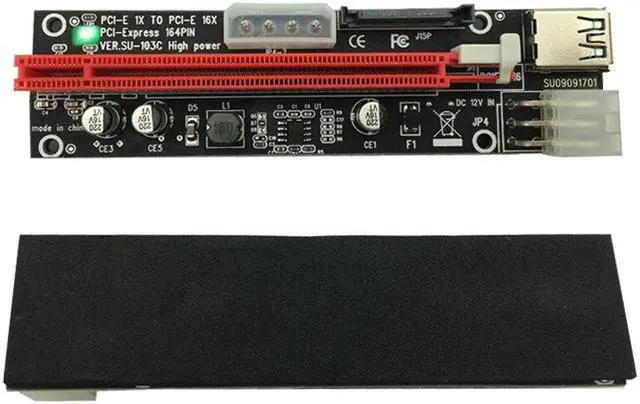 Alt view image 2 of 5 - 3.0 Extender Flexible Cable PCIE PCI-E PCI Express 1X to 16X Riser Card SATA 4Pin 6Pin Power for Bitcoin BTC Miner Mining