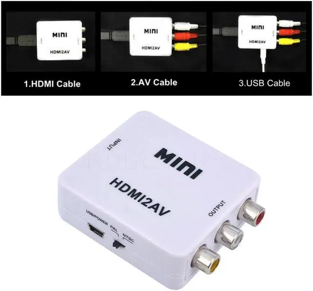 Main image of HDMI TO AV Scaler Adapter HD Video Converter Box HDMI to RCA AV/CVSB L/R Video 1080P HDMI2AV Support NTSC PAL Wholesale