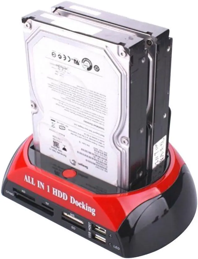 Alt view image 2 of 6 - External Dual Port HDD Docking Station Hub with USB Port Memory Card Slot IDE SATA Data Reader XD/TF/CF/MD/Micro SD Cardreader