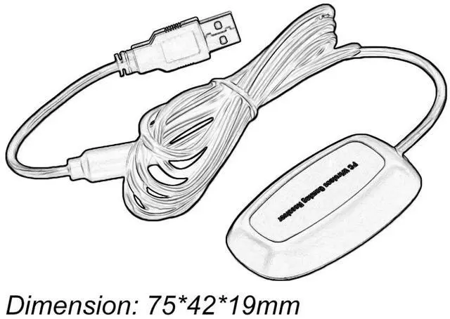 Alt view image 3 of 4 - Black USB 2.0 PC Wireless Controller Gaming USB Receiver Adapter For Microsoft for XBOX 360 with a CD