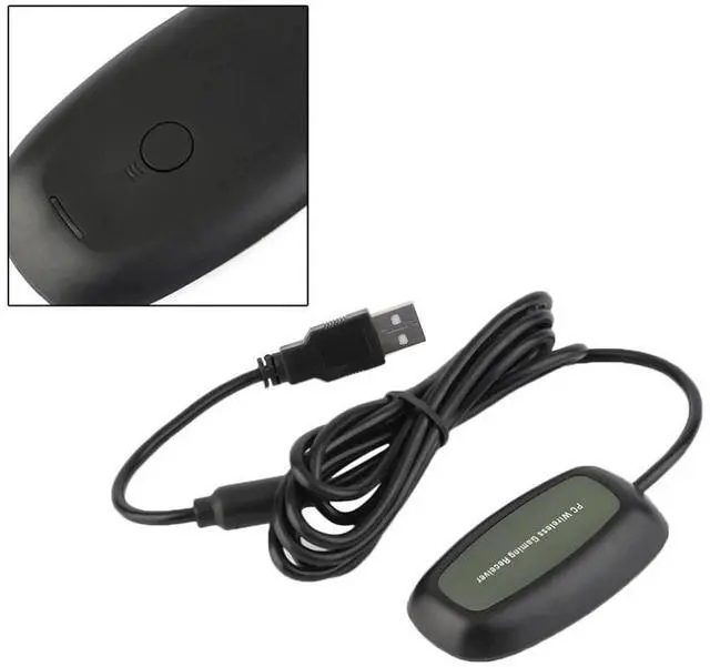 Alt view image 4 of 4 - Black USB 2.0 PC Wireless Controller Gaming USB Receiver Adapter For Microsoft for XBOX 360 with a CD
