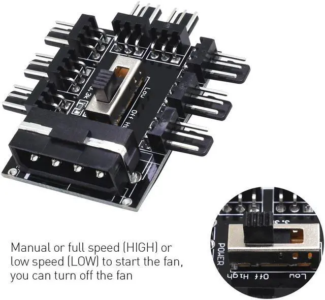 Alt view image 5 of 5 - hot-PC 1 to 8 4Pin Molex Cooler Cooling Fan Hub Splitter Cable PWM 3Pin Power Supply Speed Controller Adapter For PC Mining
