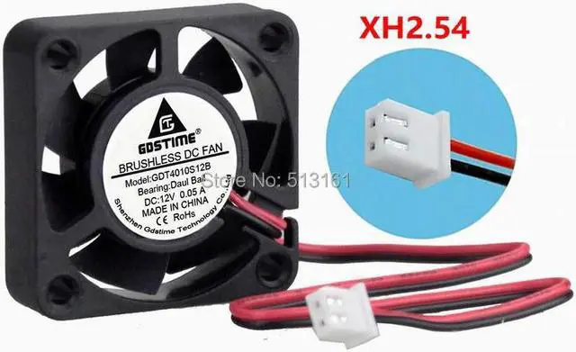 Alt view image 3 of 5 - 2 pcs/lot  Ball Bearing 40mm 4cm 40x40x10mm 2Pin 12V DC Brushless Cooling Cooler Fan