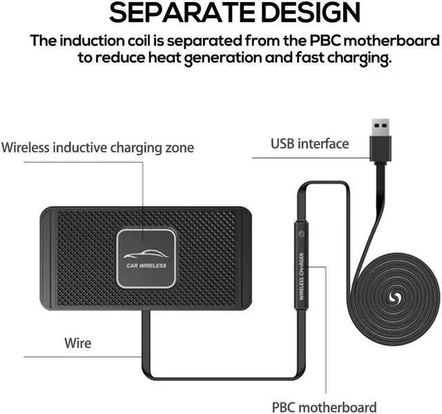 Alt view image 5 of 5 - Charging 10W Qi Wireless Charger Pad for iPhone Docking Station Phone Charger for Xiaomi Non-slip Mat Car Dashboard Holder