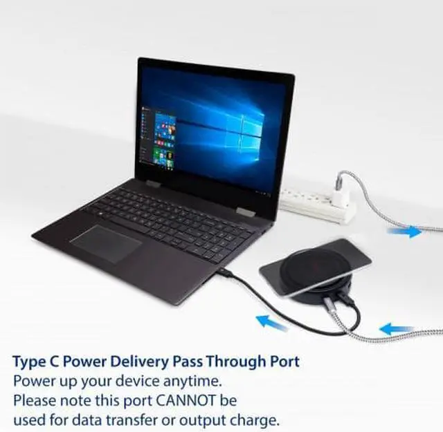 Alt view image 2 of 3 - 6-in-1 USB 3.1 Gen 1 Type-C Hub Docking Station with 10W QI Wireless Charger
