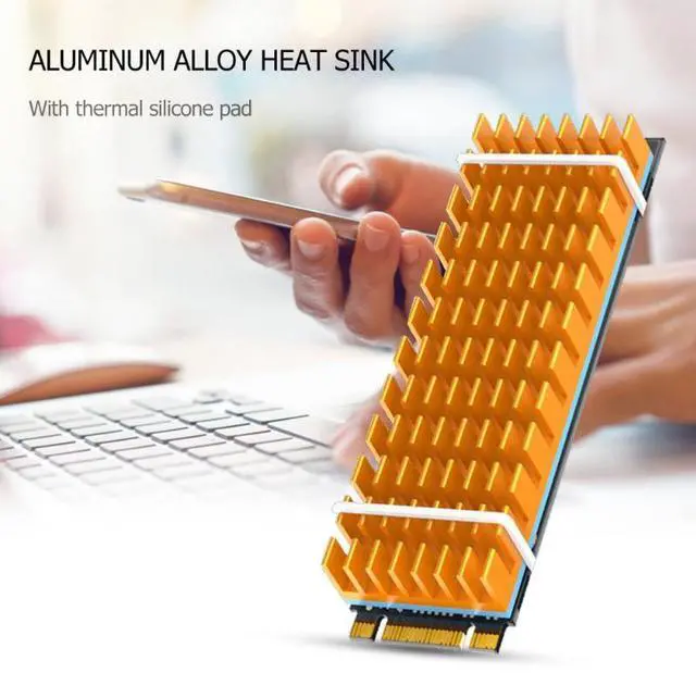 Alt view image 2 of 6 - Heatsink M.2 PCIE SSD Heatsink Cooler Passive Cooling Aluminum Heat Sink Thermal Conductive Adhesive Pad Radiator Dissipation