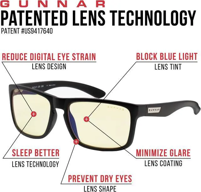 Alt view image 5 of 6 - GUNNAR INTERCEPT Onyx Frame (Amber Lens) Tint 65% Blue Light & 100% UV Protection, INT-00101