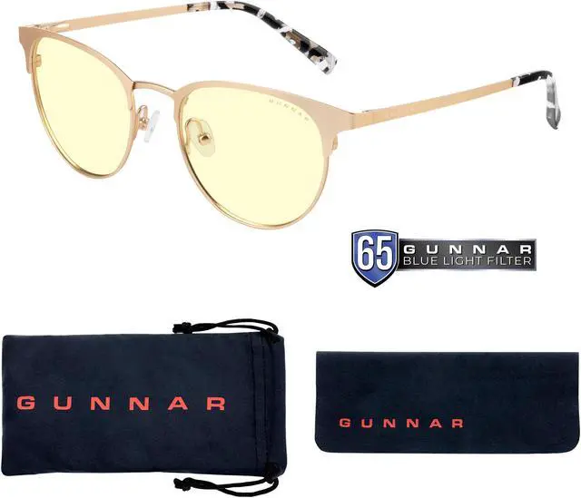 Alt view image 4 of 11 - Gunnar Apex, Protective Computer Glasses with Gunnar Focus, Gold/Marble Frames, Amber Lens, 65% Blue Light and 100% UV Protection, APX-11401