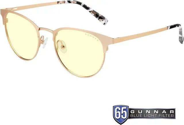 Alt view image 2 of 11 - Gunnar Apex, Protective Computer Glasses with Gunnar Focus, Gold/Marble Frames, Amber Lens, 65% Blue Light and 100% UV Protection, APX-11401