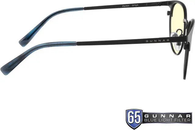 Alt view image 3 of 11 - Gunnar Apex, Protective Computer Glasses with Gunnar Focus, Onyx/Navy Frames, Amber Lens, 65% Blue Light and 100% UV Protection, APX-11501
