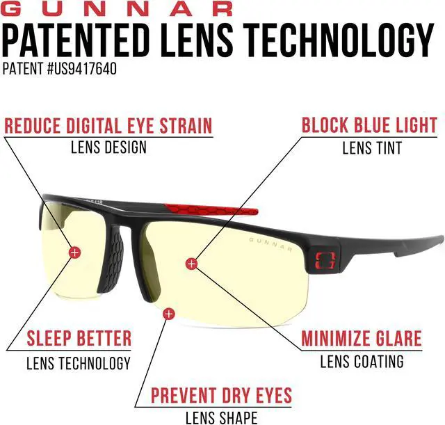 Alt view image 4 of 8 - Gunnar Torpedo Gaming Glasses with interchangeable lens for Gaming and Sunlight, Onyx Frames, Amber & Sun Lenses, 65% Blue Light and 100% UV Protection, TR3-00101