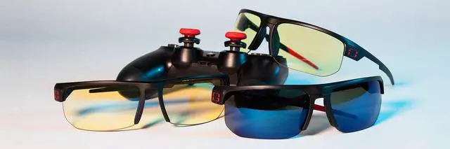 Alt view image 6 of 8 - Gunnar Torpedo Gaming Glasses with interchangeable lens for Gaming and Sunlight, Onyx Frames, Amber & Sun Lenses, 65% Blue Light and 100% UV Protection, TR3-00101