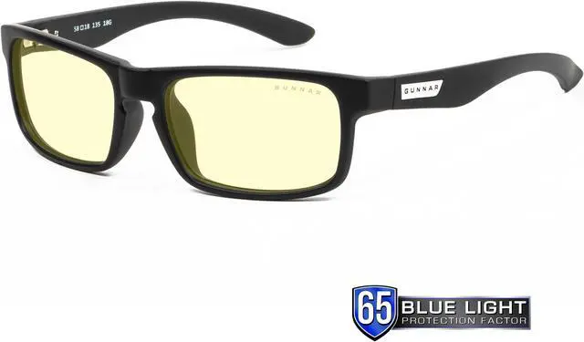 Alt view image 3 of 7 - GUNNAR ENIGMA Computer Glasses Onyx Frame (Amber Lens) Tint 65% Blue Light & 100% UV Protection, ENI-00101