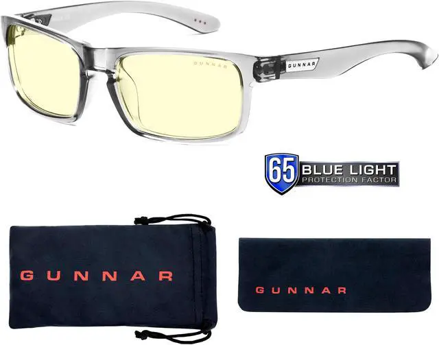 Alt view image 4 of 8 - Gunnar Enigma Computer Glasses with Gunnar Focus, Smoke transparent Frames, Amberr Lens, 65% Blue Light and 100% UV Protection, ENI-06701