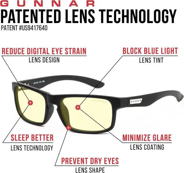 Alt view image 5 of 7 - GUNNAR ENIGMA Computer Glasses Onyx Frame (Amber Lens) Tint 65% Blue Light & 100% UV Protection, ENI-00101