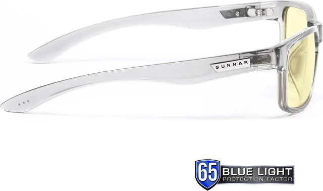 Alt view image 3 of 8 - Gunnar Enigma Computer Glasses with Gunnar Focus, Smoke transparent Frames, Amberr Lens, 65% Blue Light and 100% UV Protection, ENI-06701
