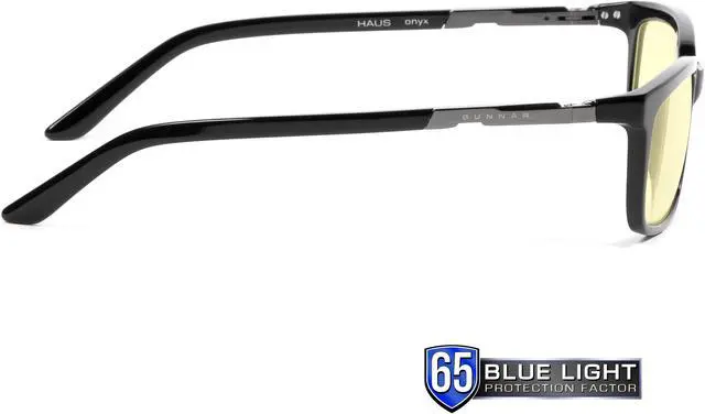 Alt view image 2 of 8 - Gunnar Haus, Precision Computer Glasses with Gunnar Focus, Onyx Frames, Amber Lens, 65% Blue Light and 100% UV Protection, HAU-00101
