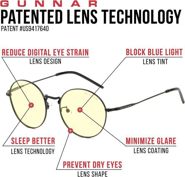 Alt view image 4 of 5 - GUNNAR ELLIPSE Computer Glasses Onyx Frame (Amber Lens) Tint 65% Blue Light & 100% UV Protection, ELL-00101