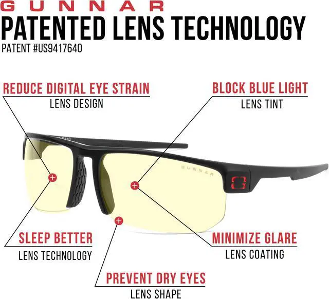 Alt view image 4 of 6 - GUNNAR TORPEDO Gaming Glasses Onyx Frame (Amber Lens) Tint 65% Blue Light & 100% UV Protection, TOR-00101