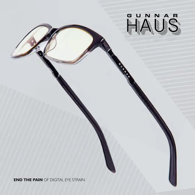 Alt view image 5 of 8 - Gunnar Haus, Precision Computer Glasses with Gunnar Focus, Onyx Frames, Amber Lens, 65% Blue Light and 100% UV Protection, HAU-00101